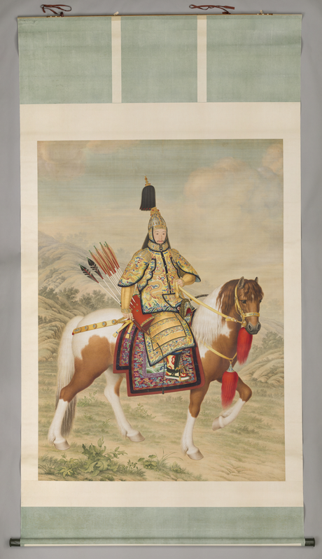 清人画弘历戎装骑马像轴 清人画弘历戎装骑马像轴