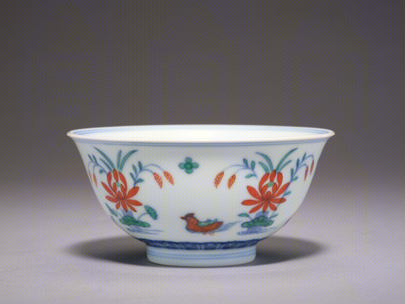 Qianlong-reign doucai (contending colours) bowl with mandarin ducks among water-lotus design, The Palace Museum